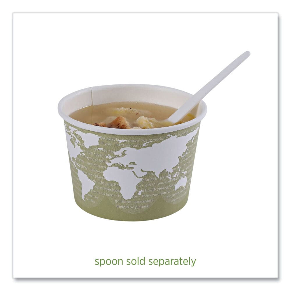 World Art Renewable and Compostable Food Container, 16 oz, 4.05 Diameter x 3 h, Seafoam, Paper, 25/Pack, 20 Packs/Carton - Image 6