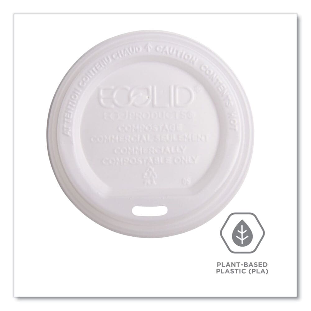 EcoLid Renewable/Compostable Hot Cup Lid, PLA, Fits 10 oz to 20 oz Hot Cups, 50/Pack, 16 Packs/Carton - Image 4