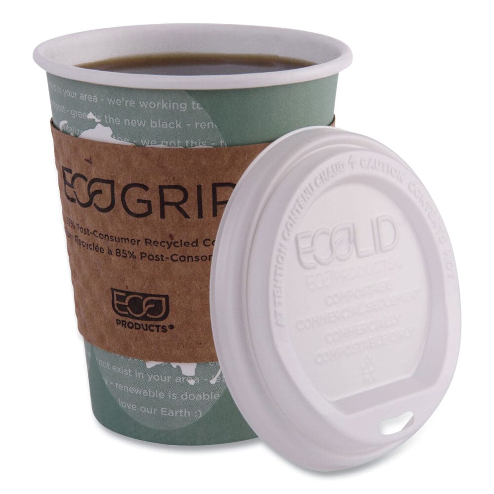 EcoLid Renewable/Compostable Hot Cup Lid, PLA, Fits 10 oz to 20 oz Hot Cups, 50/Pack, 16 Packs/Carton - Image 6