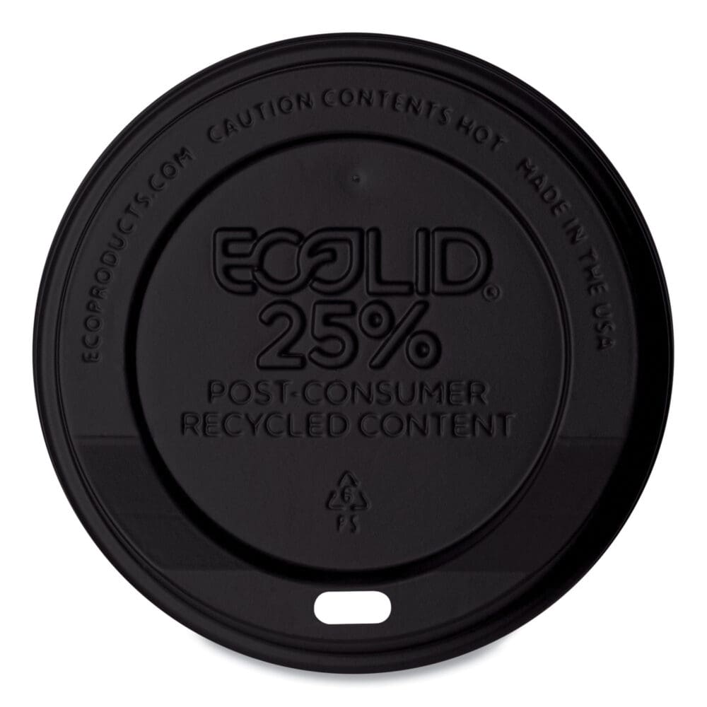 EcoLid 25% Recycled Content Hot Cup Lid, Black, Fits 10 oz to 20 oz Cups, 100/Pack, 10 Packs/Carton - Image 4