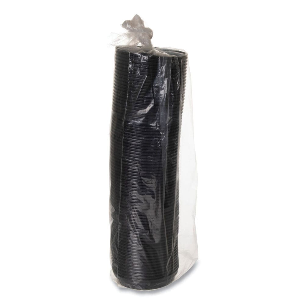 EcoLid 25% Recycled Content Hot Cup Lid, Black, Fits 10 oz to 20 oz Cups, 100/Pack, 10 Packs/Carton - Image 2