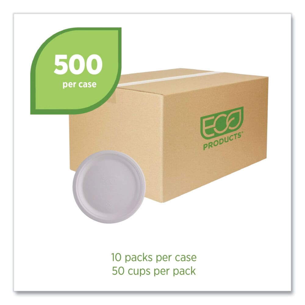 Vanguard Renewable and Compostable Sugarcane Plates, 10" dia, White, 500/Carton - Image 2