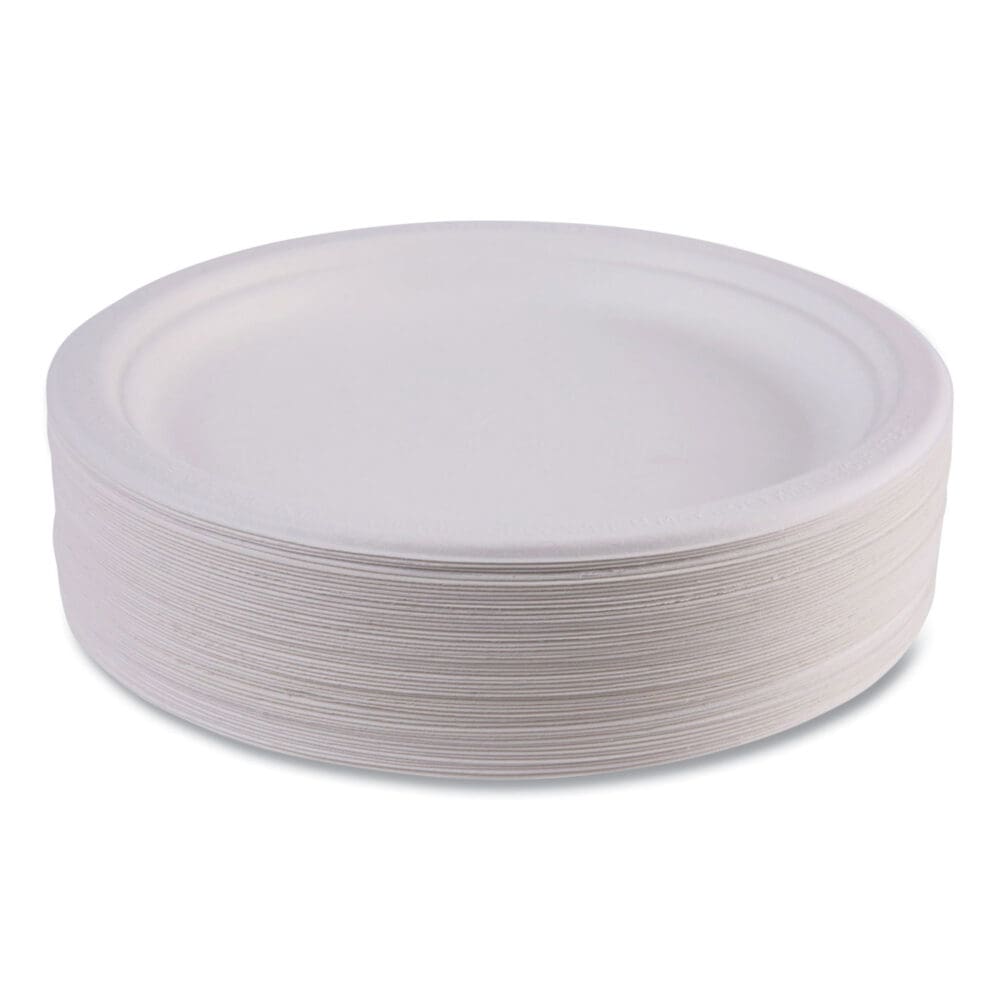 Renewable Sugarcane Plates, 9" dia, Natural White, 500/Carton - Image 7