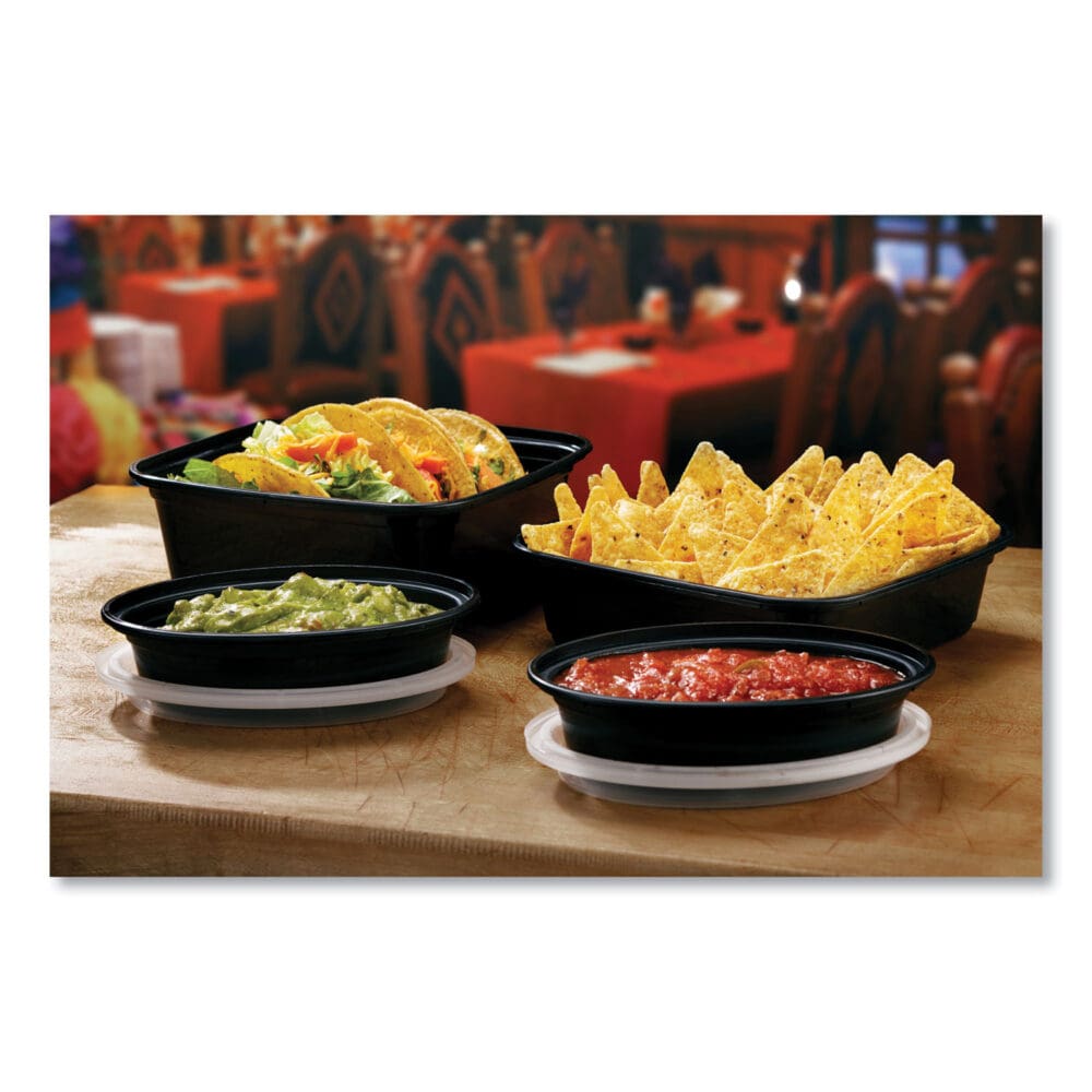 Newspring VERSAtainer Microwavable Containers, Oval, 12 oz, 6.8 x 4.8 x 1.45, Black/Clear, Plastic, 150/Carton - Image 2