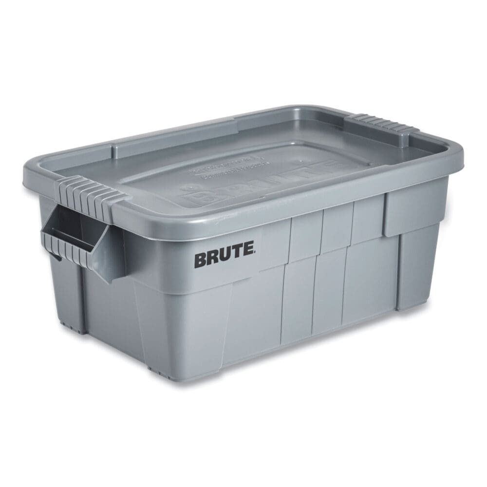 BRUTE Tote with Lid, 14 gal, 27.5" x 16.75" x 10.75", Gray - Image 3