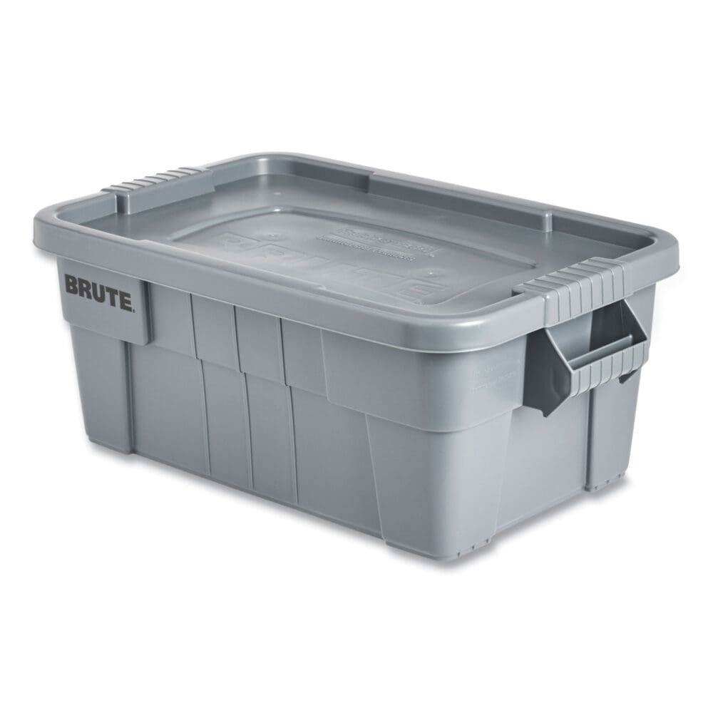 BRUTE Tote with Lid, 14 gal, 27.5" x 16.75" x 10.75", Gray - Image 4