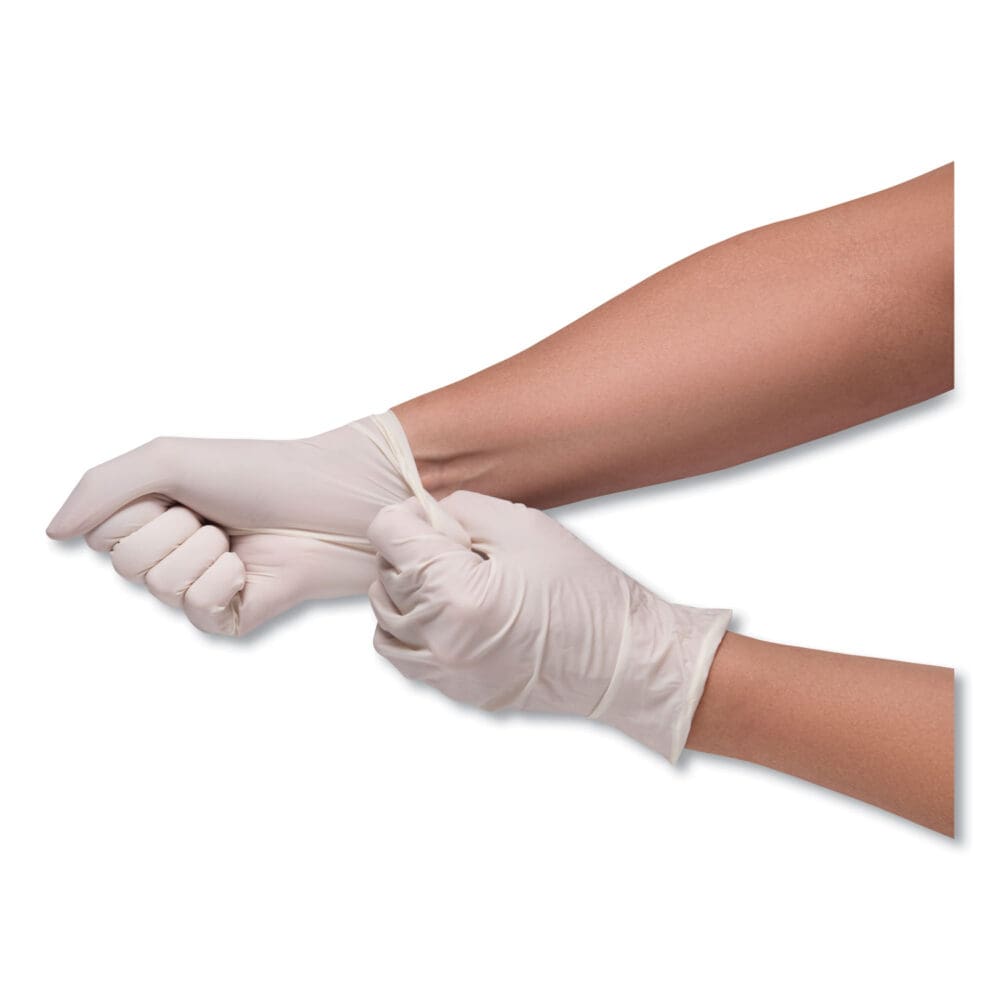 Stretch Vinyl Examination Gloves, Cream, Medium, 100/Box, 10 Boxes/Carton - Image 3