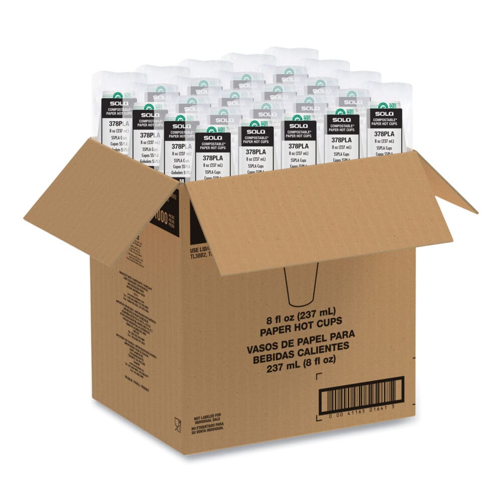 Compostable Paper Hot Cups, ProPlanet Seal, 8 oz, White/Green, 1,000/Carton - Image 2