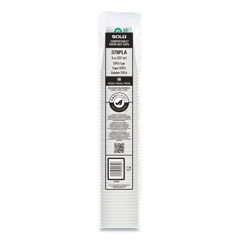 Compostable Paper Hot Cups, ProPlanet Seal, 8 oz, White/Green, 1,000/Carton - Image 5