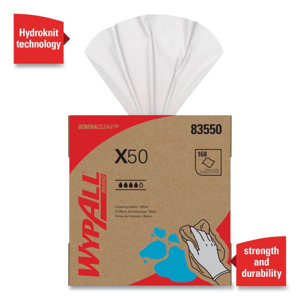X50 Cloths, POP-UP Box, 12.5 x 9.1, White, 168/Box, 10 Boxes/Carton - Image 4