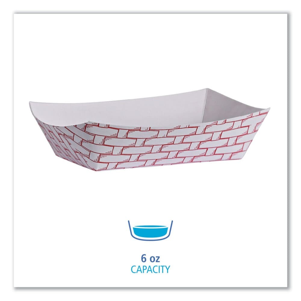 Paper Food Baskets, 6 oz Capacity, 3.78 x 4.3 x 1.08, Red/White, 1,000/Carton - Image 4