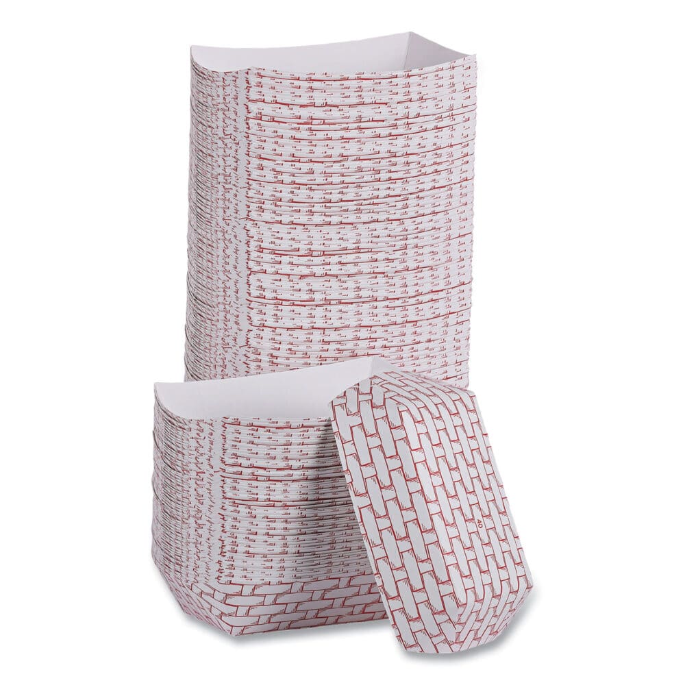 Paper Food Baskets, 6 oz Capacity, 3.78 x 4.3 x 1.08, Red/White, 1,000/Carton - Image 7