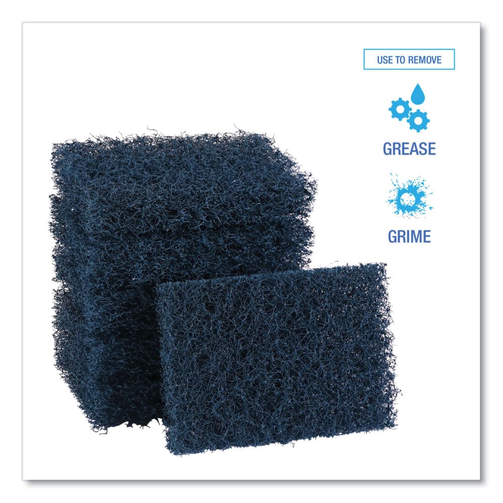 Extra Heavy-Duty Scour Pad, 3.5 x 5, Dark Blue, 20/Carton - Image 4