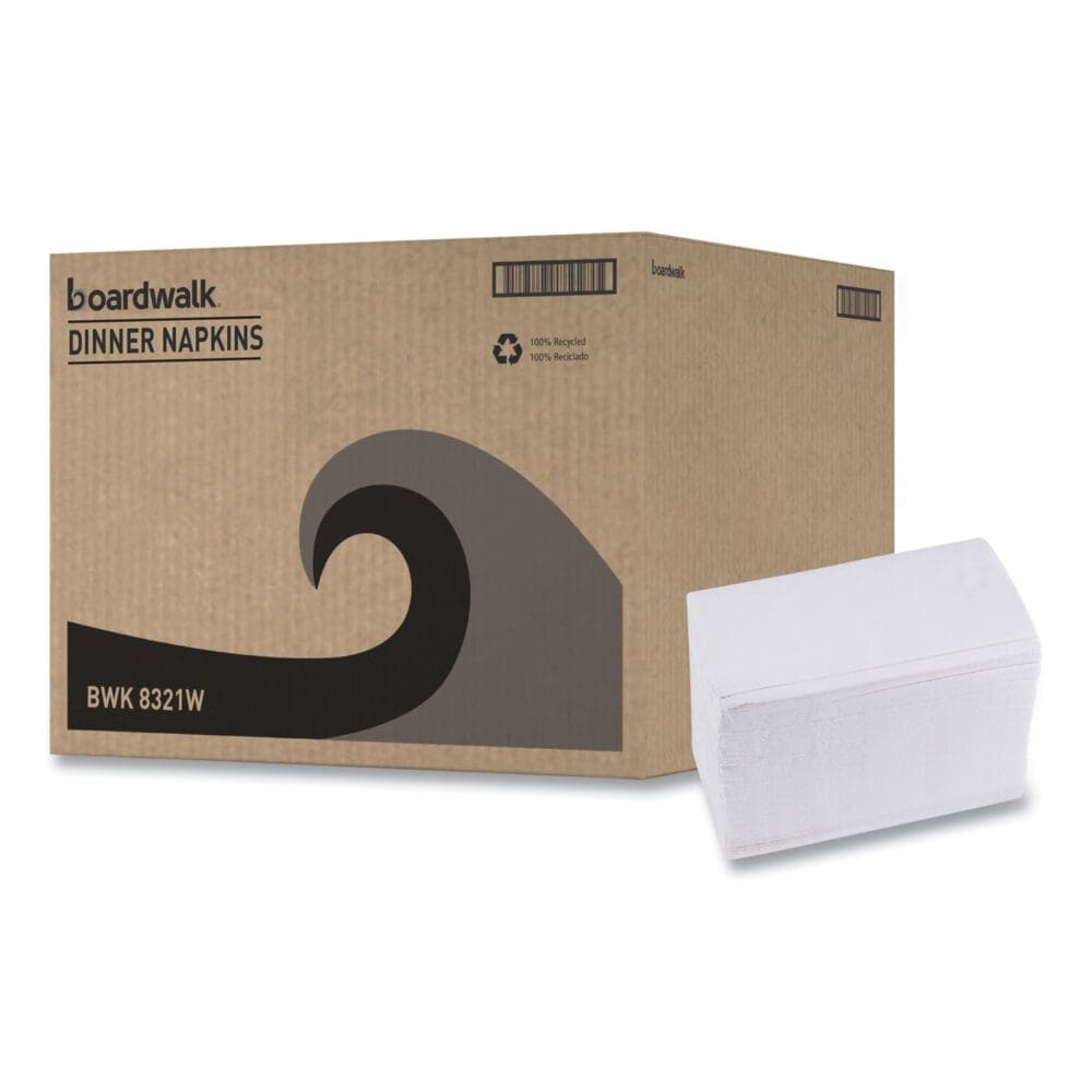1/8-Fold Dinner Napkins, 2-Ply, 15 x 17, White, 300/Pack, 10 Packs/Carton - Image 2
