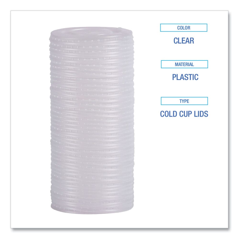 Deerfield Cold Cup Lids, Fits 12 oz to 20 oz Cups, Clear, Plastic, 50/Pack, 20 Packs/Carton - Image 4