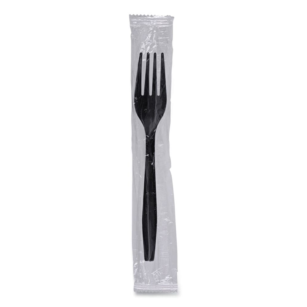 Heavyweight Wrapped Polypropylene Cutlery, Fork, Black, 1,000/Carton - Image 5