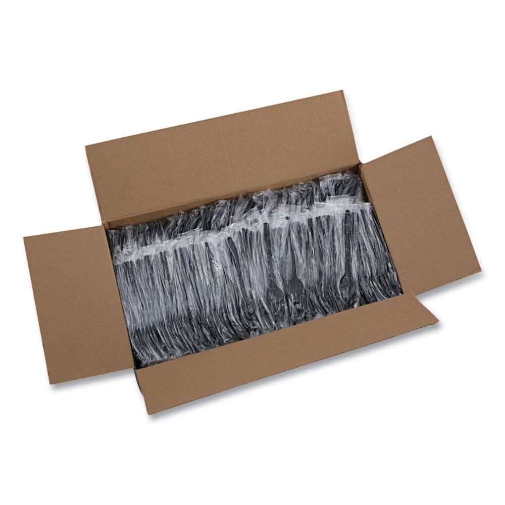 Heavyweight Wrapped Polypropylene Cutlery, Fork, Black, 1,000/Carton - Image 7