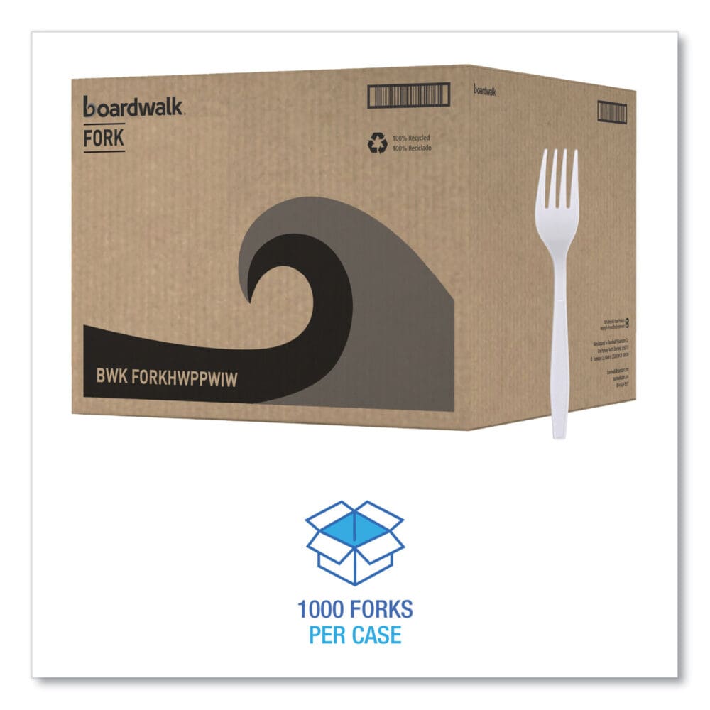 Heavyweight Wrapped Polypropylene Cutlery, Fork, White, 1,000/Carton - Image 3