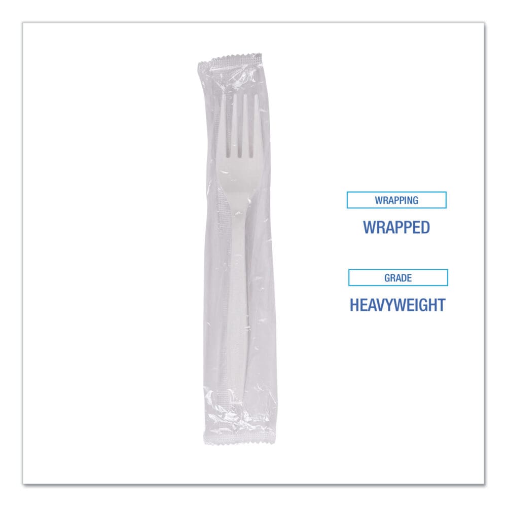 Heavyweight Wrapped Polypropylene Cutlery, Fork, White, 1,000/Carton - Image 6