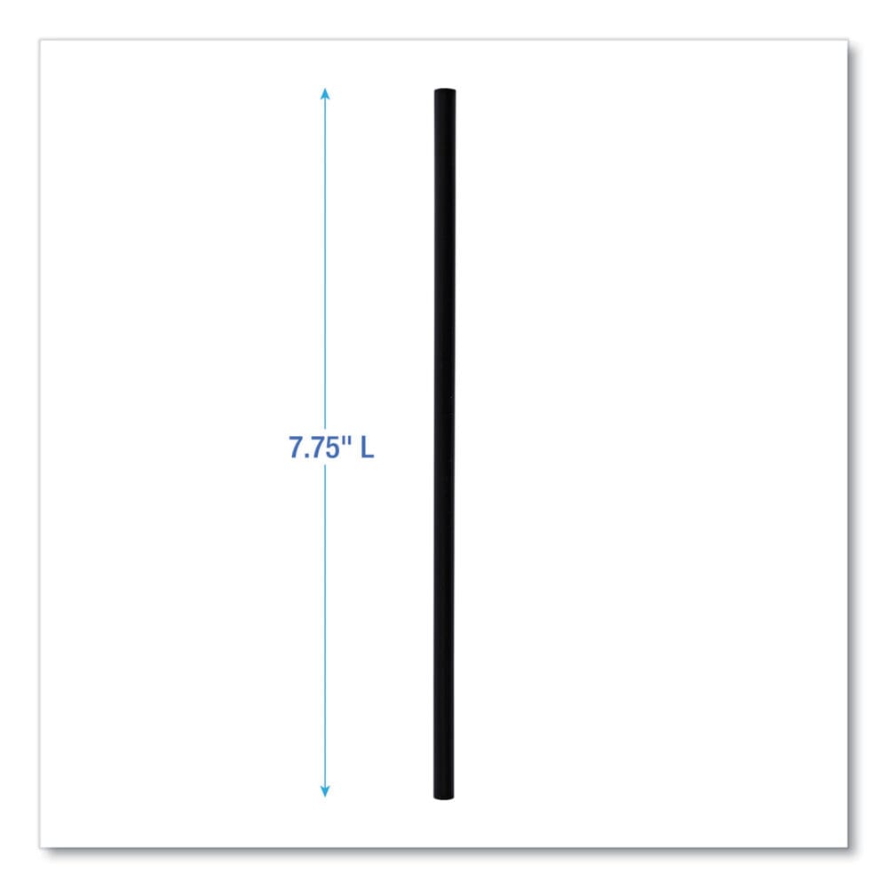 Wrapped Jumbo Straws, 7.75", Polypropylene, Black, 250/Pack, 50 Packs/Carton - Image 7