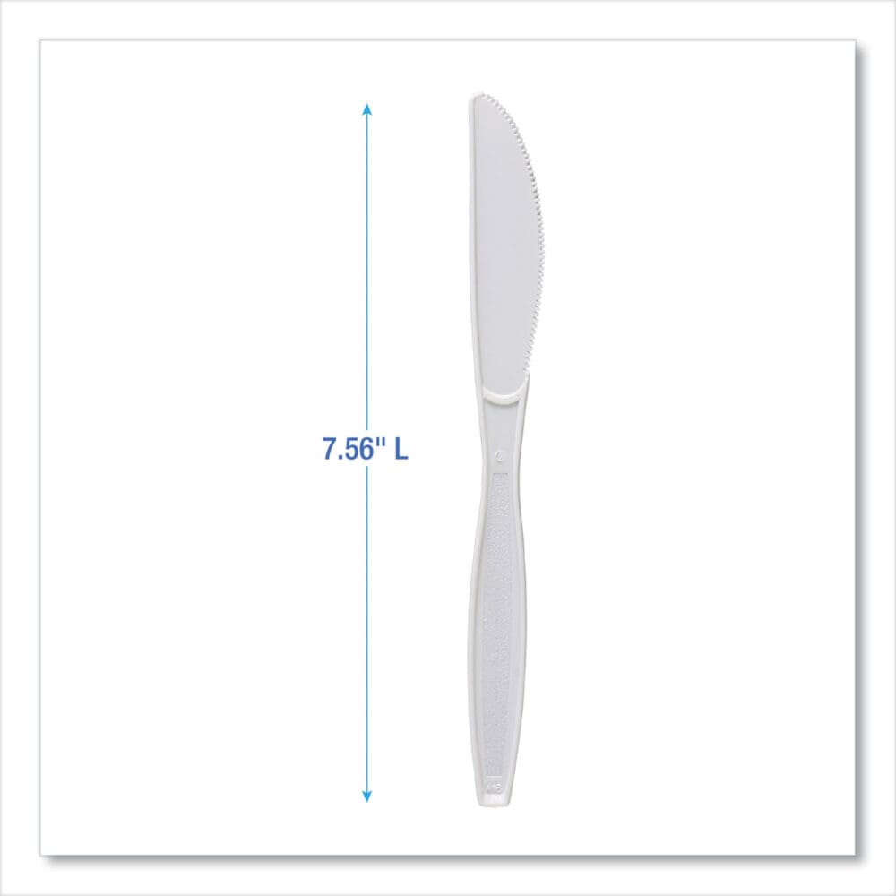Heavyweight Polypropylene Cutlery, Knife, White, 1000/Carton - Image 2