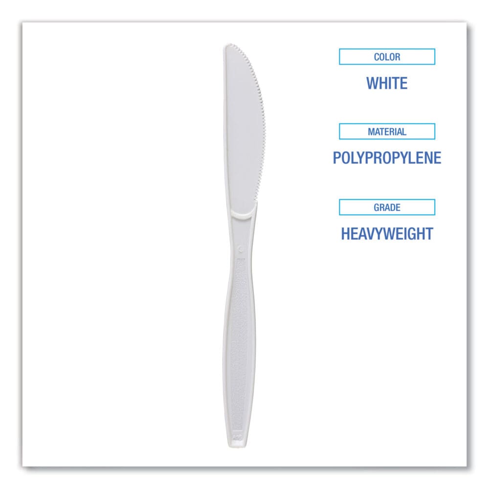 Heavyweight Polypropylene Cutlery, Knife, White, 1000/Carton - Image 3