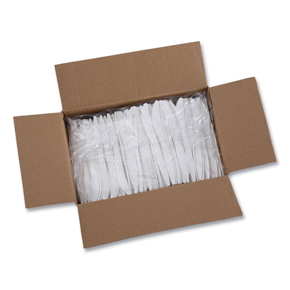 Heavyweight Polypropylene Cutlery, Knife, White, 1000/Carton - Image 5