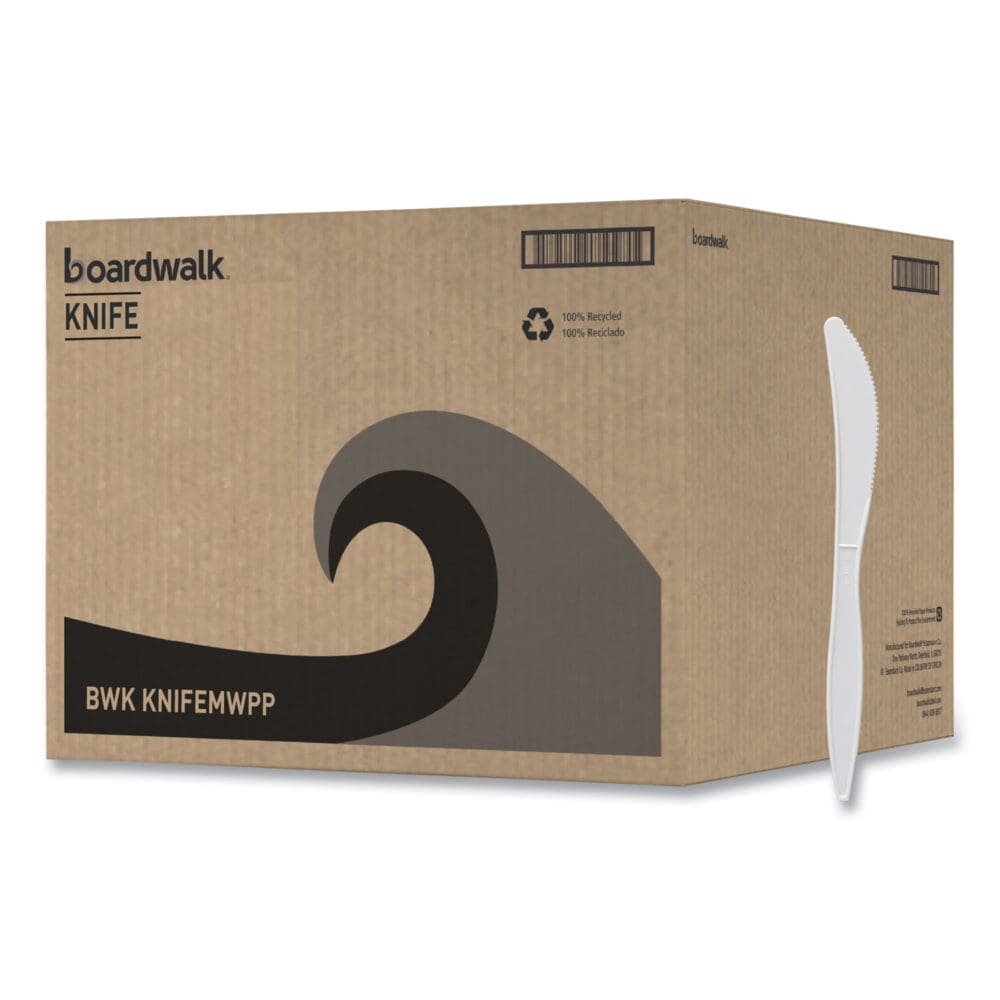 Mediumweight Polypropylene Cutlery, Knife, White, 1000/Carton - Image 6