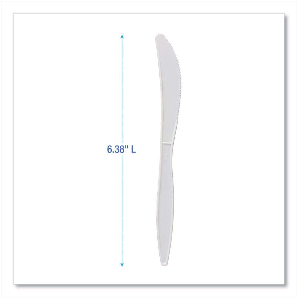Mediumweight Polypropylene Cutlery, Knife, White, 1000/Carton - Image 3