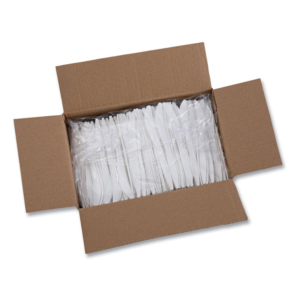 Mediumweight Polypropylene Cutlery, Knife, White, 1000/Carton - Image 5
