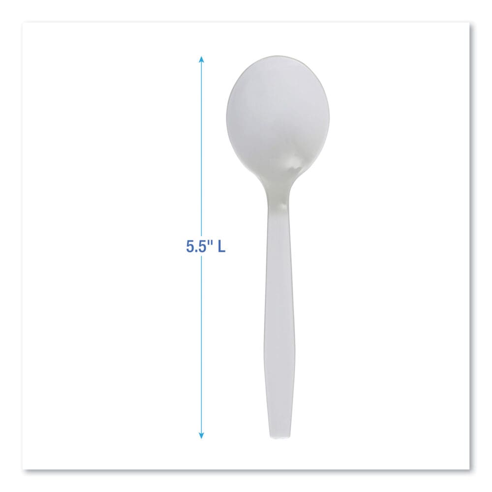 Mediumweight Polystyrene Cutlery, Soup Spoon, White, 1,000/Carton - Image 2