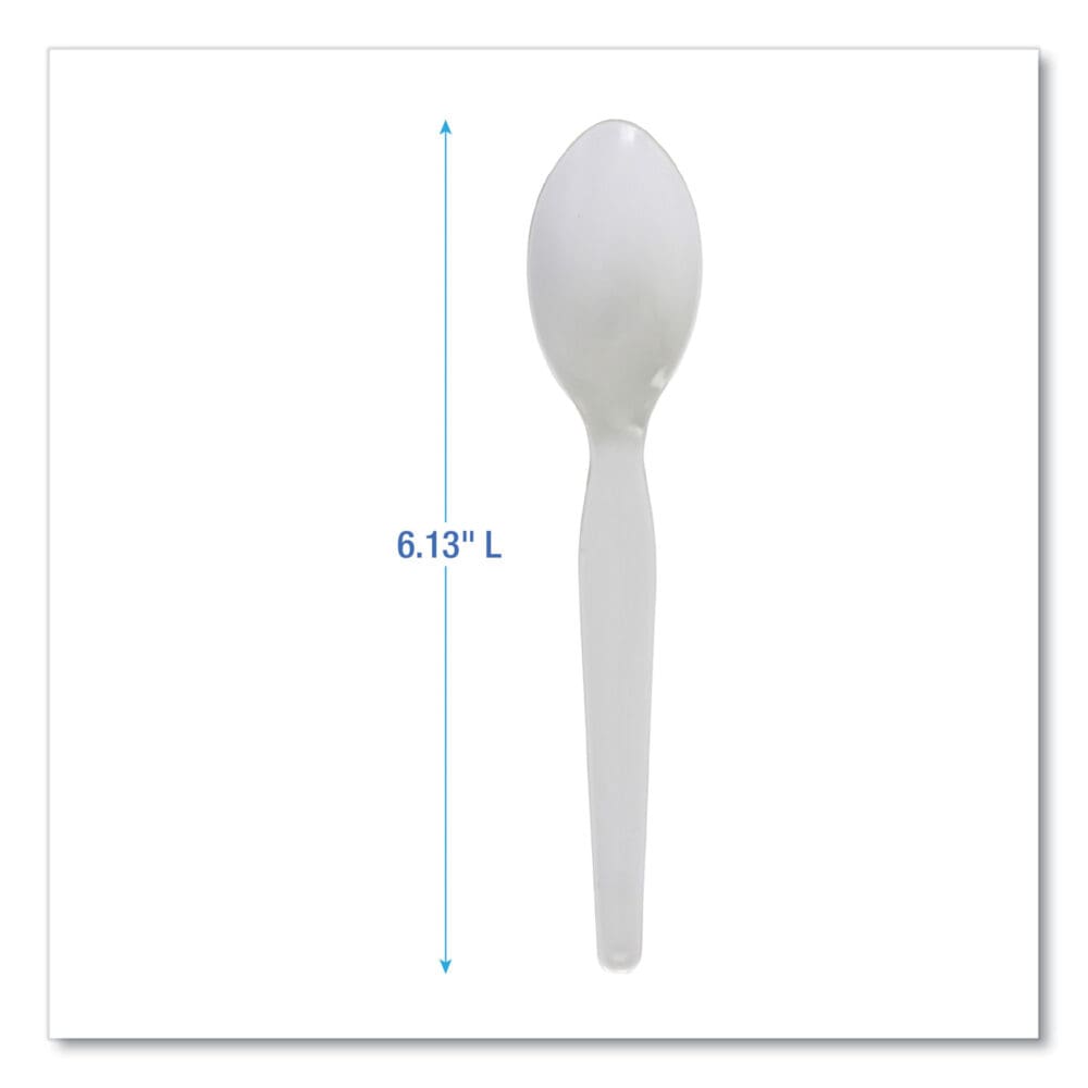 Heavyweight Polystyrene Cutlery, Teaspoon, White, 1000/Carton - Image 3