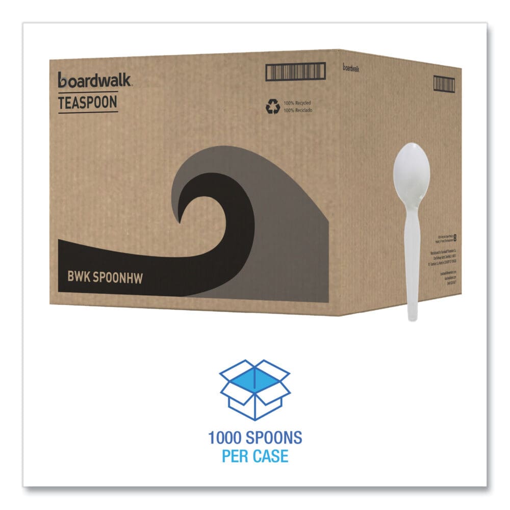 Heavyweight Polystyrene Cutlery, Teaspoon, White, 1000/Carton - Image 4