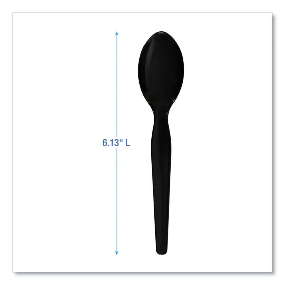 Heavyweight Polystyrene Cutlery, Teaspoon, Black, 1000/Carton - Image 2