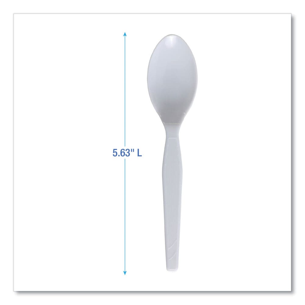Mediumweight Polystyrene Cutlery, Teaspoon, White, 100/Box - Image 5