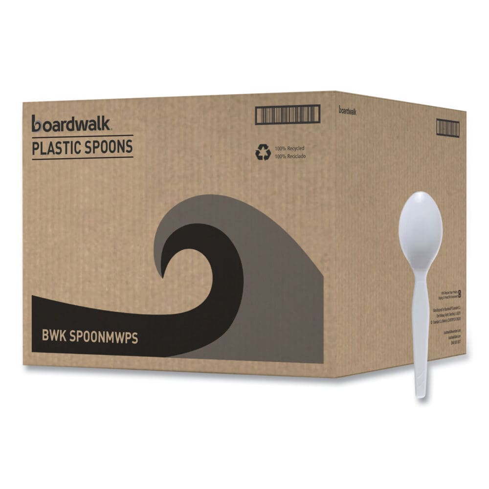 Mediumweight Polystyrene Cutlery, Teaspoon, White, 10 Boxes of 100/Carton - Image 7