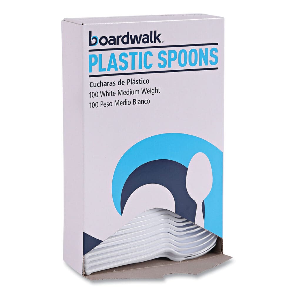 Mediumweight Polystyrene Cutlery, Teaspoon, White, 10 Boxes of 100/Carton - Image 5