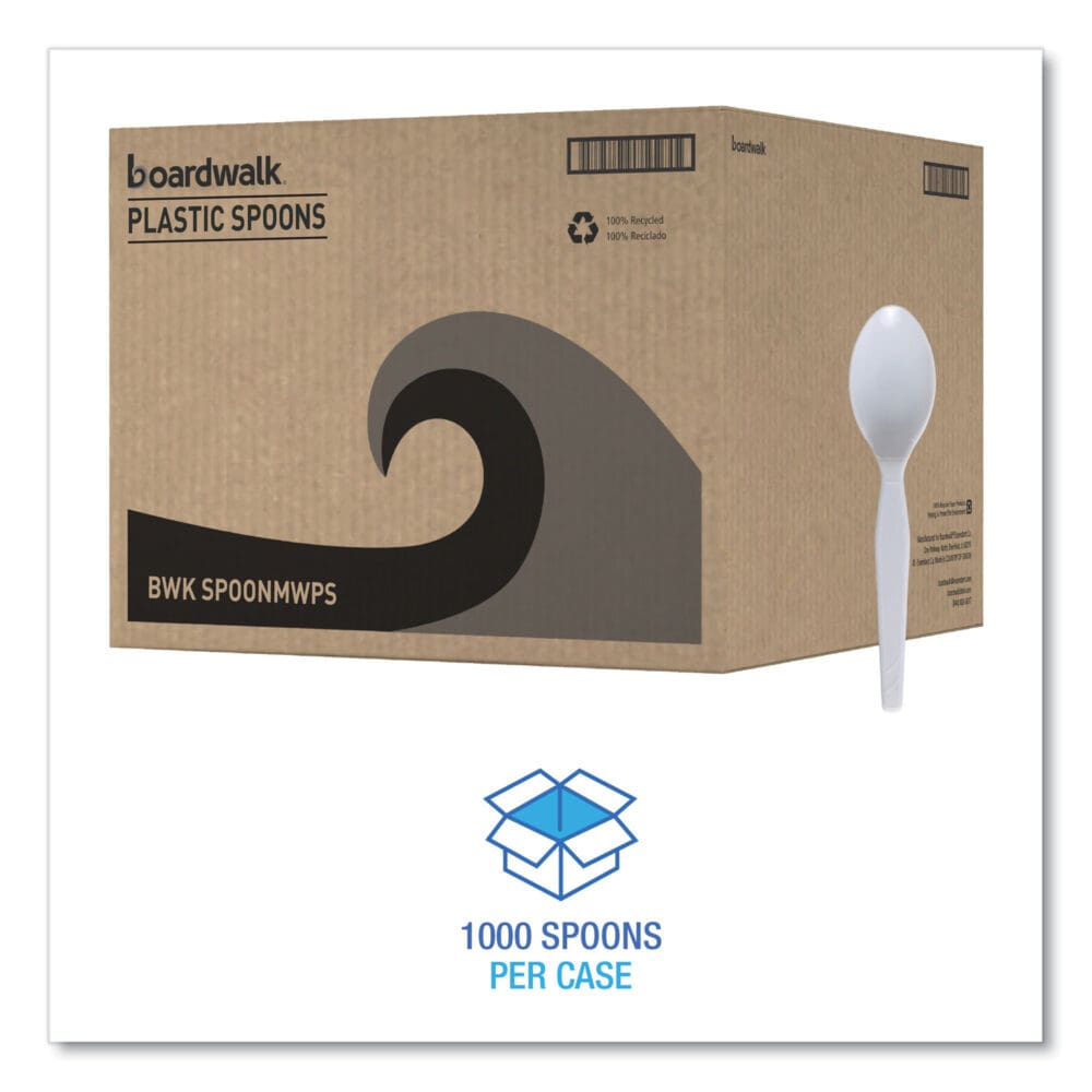 Mediumweight Polystyrene Cutlery, Teaspoon, White, 10 Boxes of 100/Carton - Image 6
