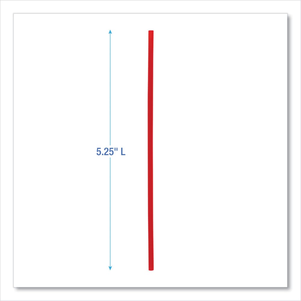 Single-Tube Stir-Straws,5.25", Polypropylene, Red, 1,000/Pack, 10 Packs/Carton - Image 5