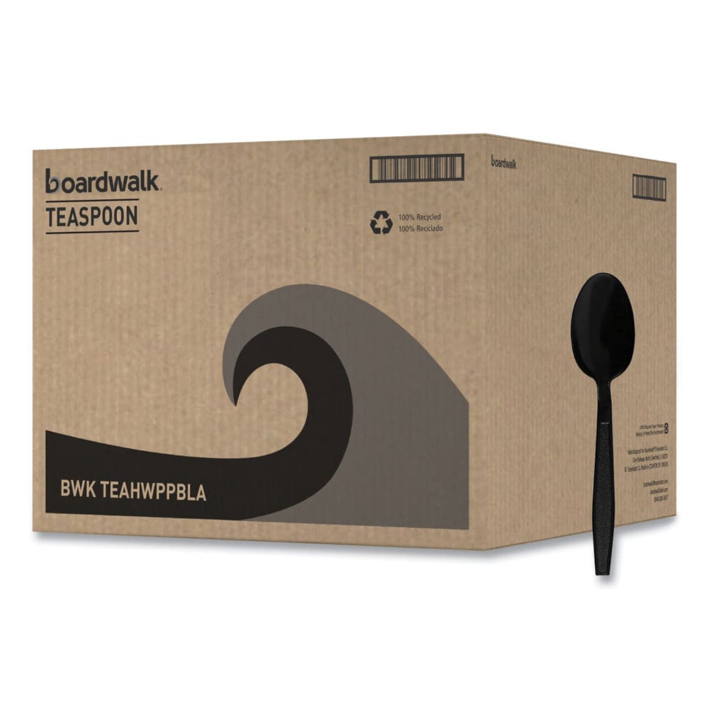 Heavyweight Polypropylene Cutlery, Teaspoon, Black, 1000/Carton - Image 6
