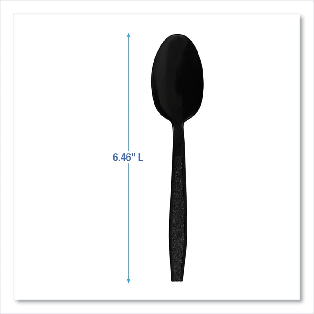 Heavyweight Polypropylene Cutlery, Teaspoon, Black, 1000/Carton - Image 2