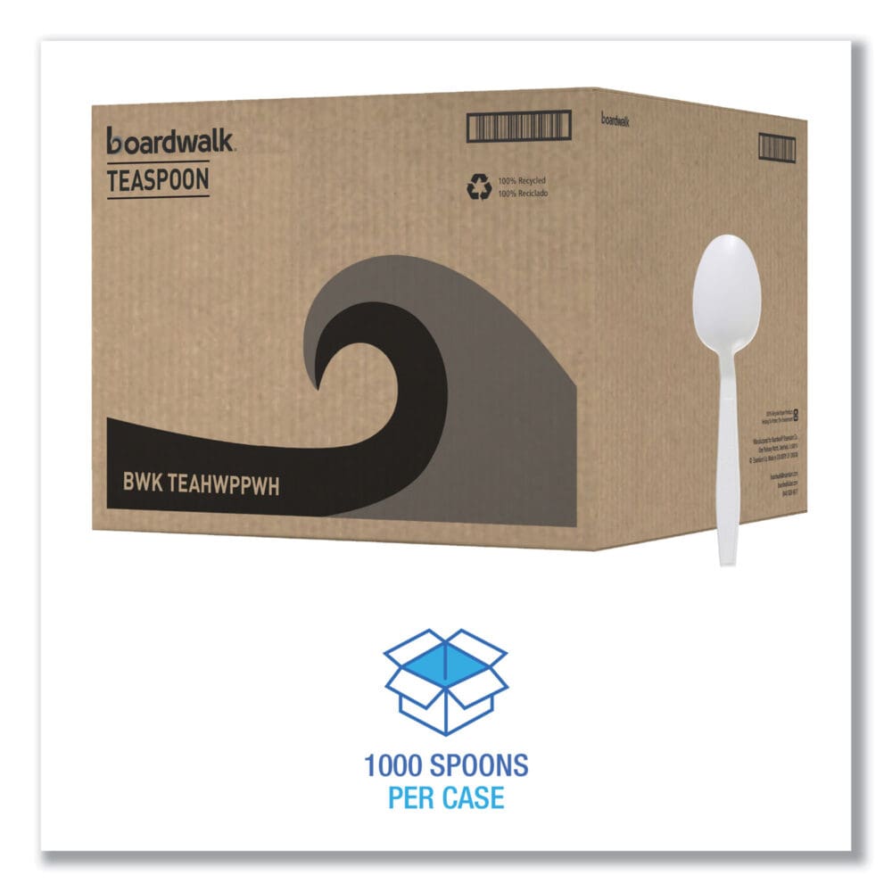 Heavyweight Polypropylene Cutlery, Teaspoon, White, 1000/Carton - Image 4