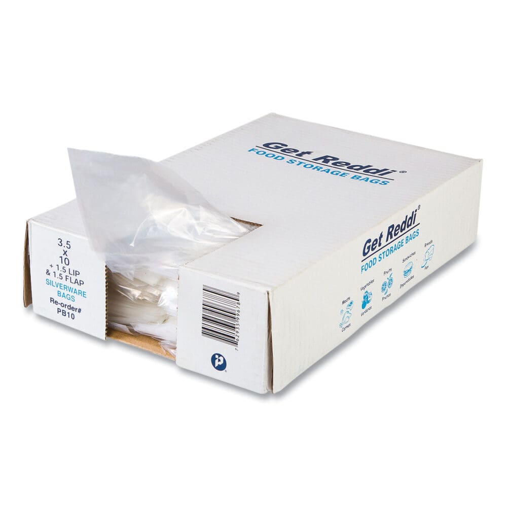 Silverware Bags, 0.7 mil, 3.5" x 1.5", Clear, 2,000/Carton - Image 2
