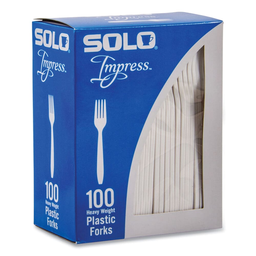 Impress Heavyweight Full-Length Polystyrene Cutlery, Fork, White, 100/Box, 10 Boxes/Carton - Image 7