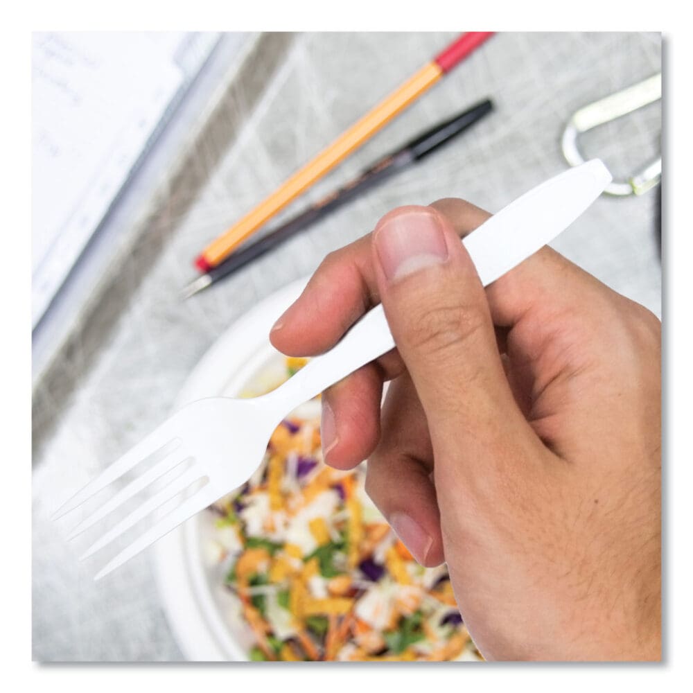 Impress Heavyweight Full-Length Polystyrene Cutlery, Fork, White, 100/Box, 10 Boxes/Carton - Image 5