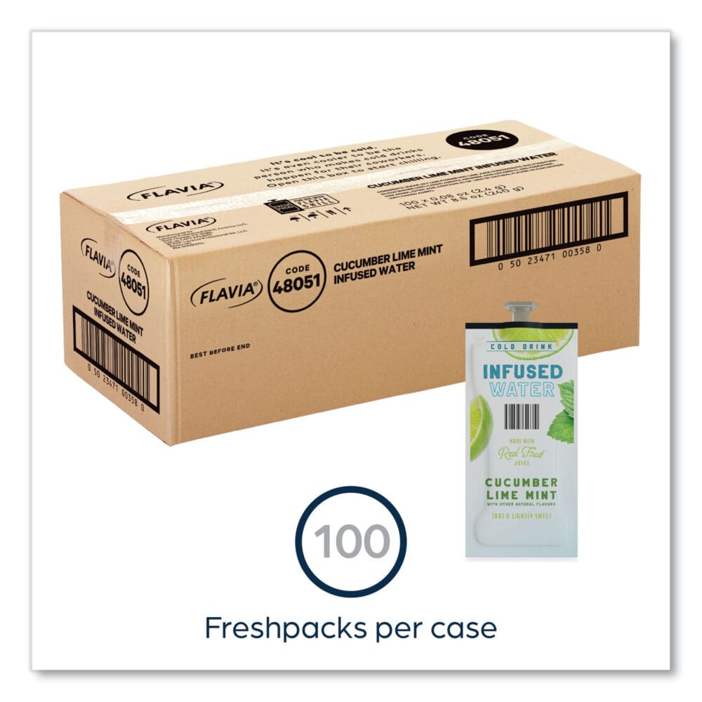 Cucumber Lime Mint Infused Water Freshpack, Cucumber Lime Mint, 0.08 Pouch, 100/Carton - Image 2