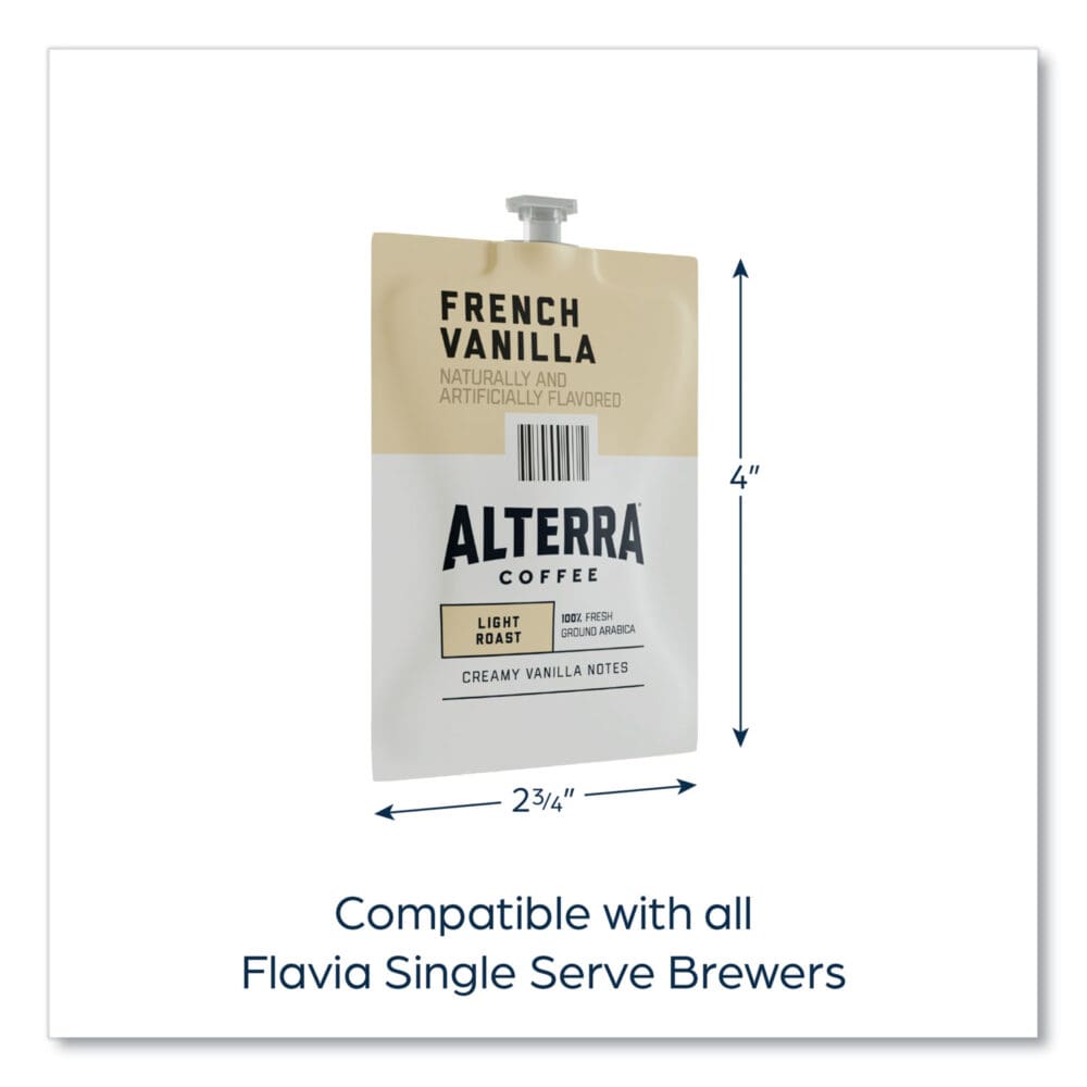 Alterra French Vanilla Coffee Freshpack, French Vanilla, 0.23 oz Pouch, 100/Carton - Image 2