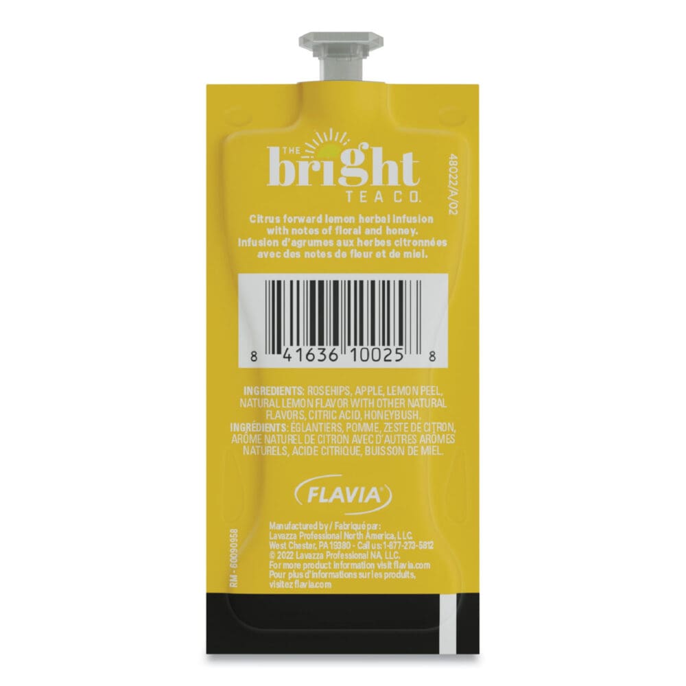 The Bright Tea Co. Lemon Herbal Tea Freshpack, Lemon, 0.11 oz Pouch, 100/Carton - Image 4