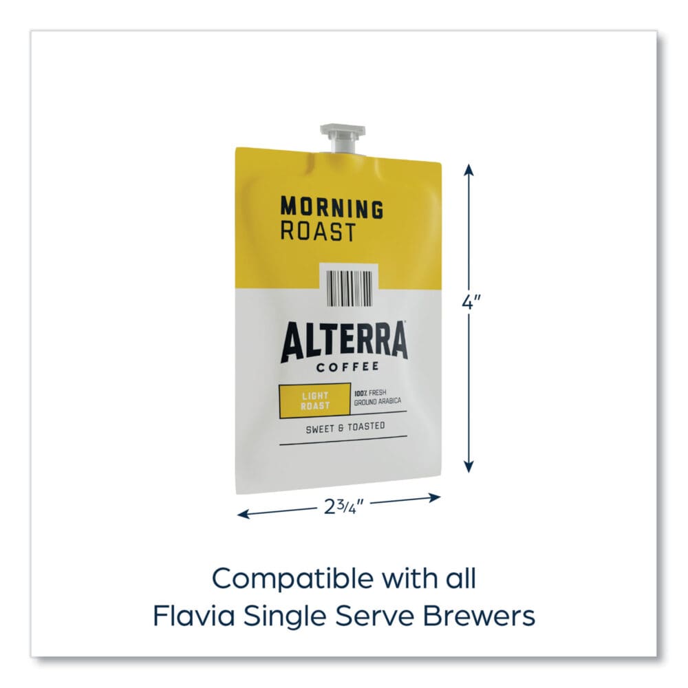 Alterra Morning Roast Coffee Freshpack, Morning Roast, 0.28 oz Pouch, 100/Carton - Image 2