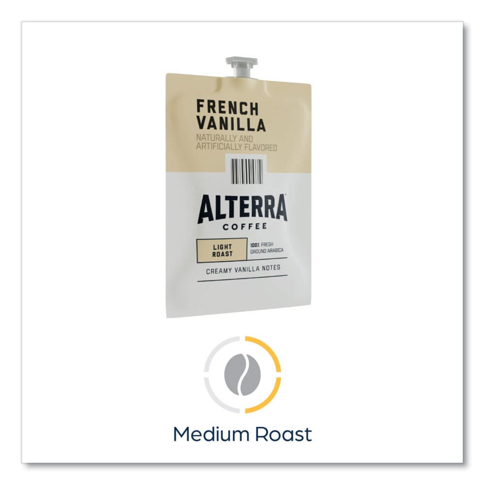 Alterra French Vanilla Coffee Freshpack, French Vanilla, 0.23 oz Pouch, 100/Carton - Image 6
